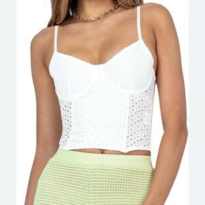 Princess Polly White Eyelet Crop Top